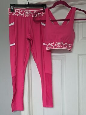 Branded Hot Pink Sports Bra with Logo Band